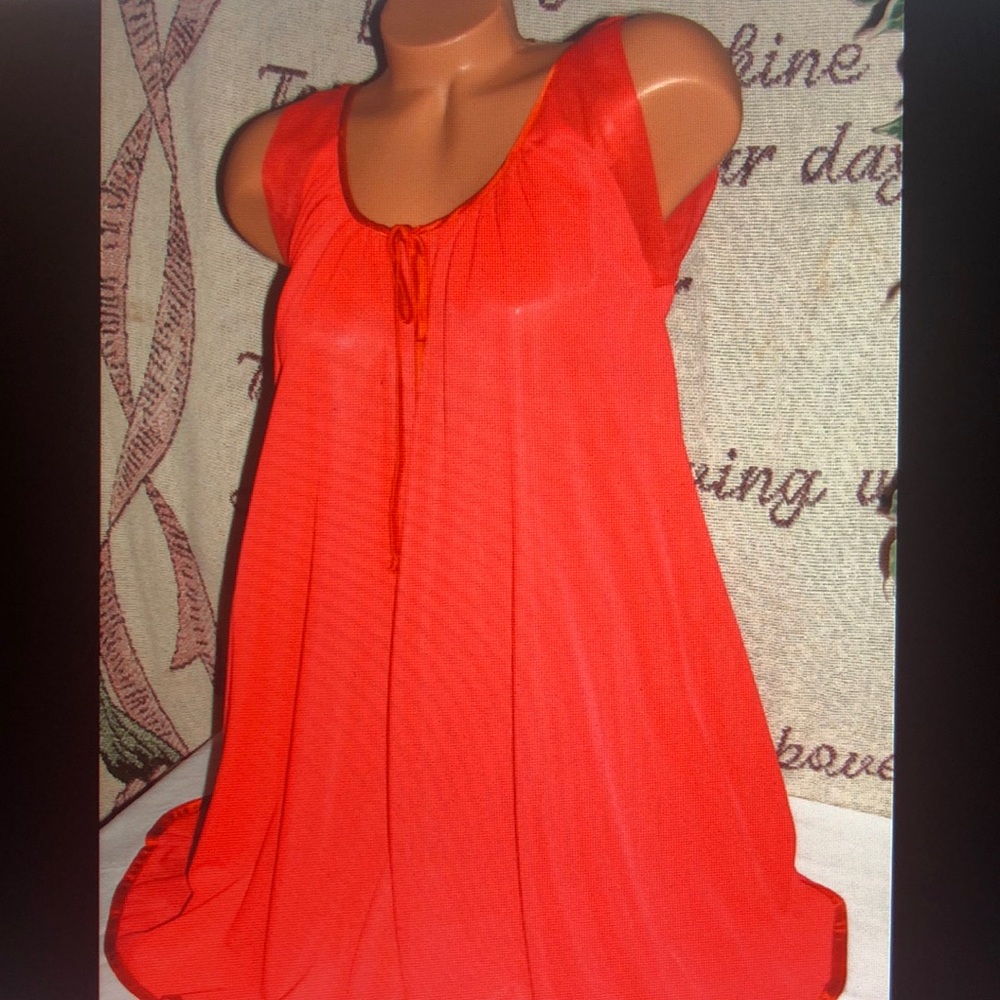 Vintage Peignoir Tosca Of California Red Nylon - Picture 6 of 8